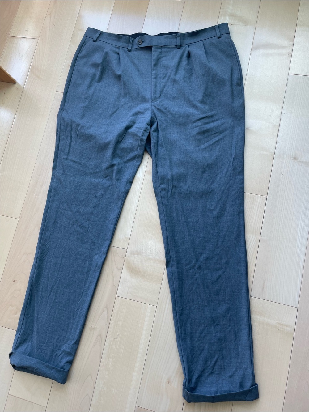 Lauren Ralph Lauren Men's Gray High-Performance Wool Pleated Dress Pants 40W 34L